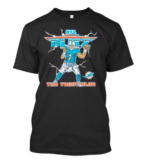 Tua Tagovailoa Miami Dolphins NFL Blitz Football T-Shirt