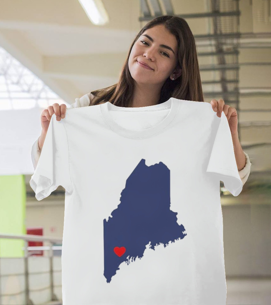 Lewiston Strong Heart Map Maine T-Shirt