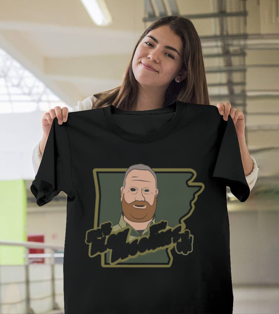 You'll Blow Your Begonias Off Arkansas Outline Cartoon Man T-Shirt