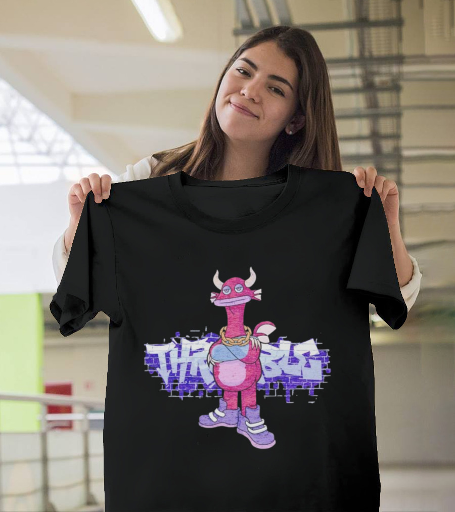 Men’s My Singing Monsters Thrumble Graffiti Style Character With Chain And Sneakers T-Shirt