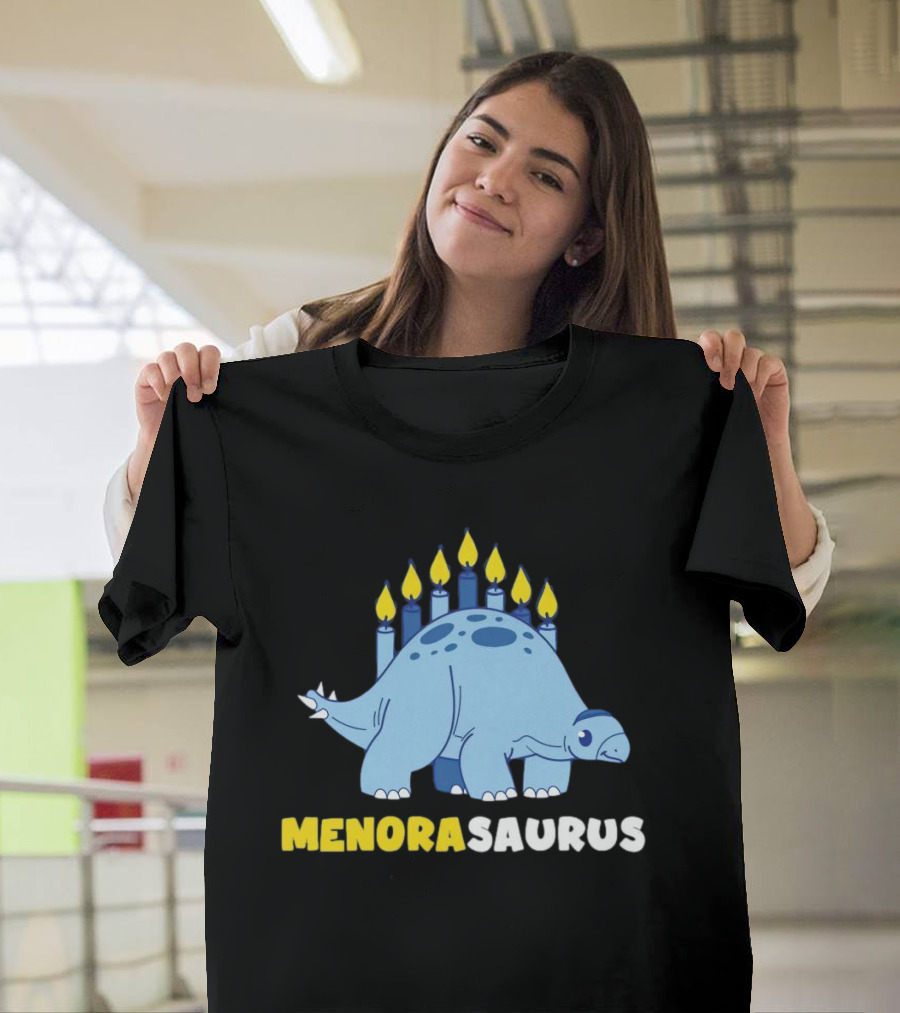 MENORASAURUS Hanukkah Dinosaur Candles T-Shirt
