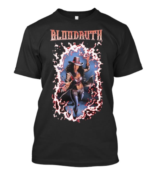 Rippaverse Comics Bloodruth Mysterious Heroine In Dynamic Fiery Aura T-Shirt