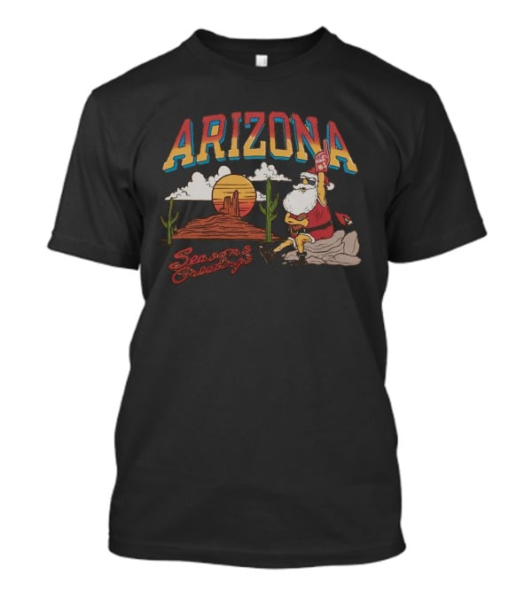 Arizona Cardinals Santa Desert Seasons Greetings Christmas T-Shirt