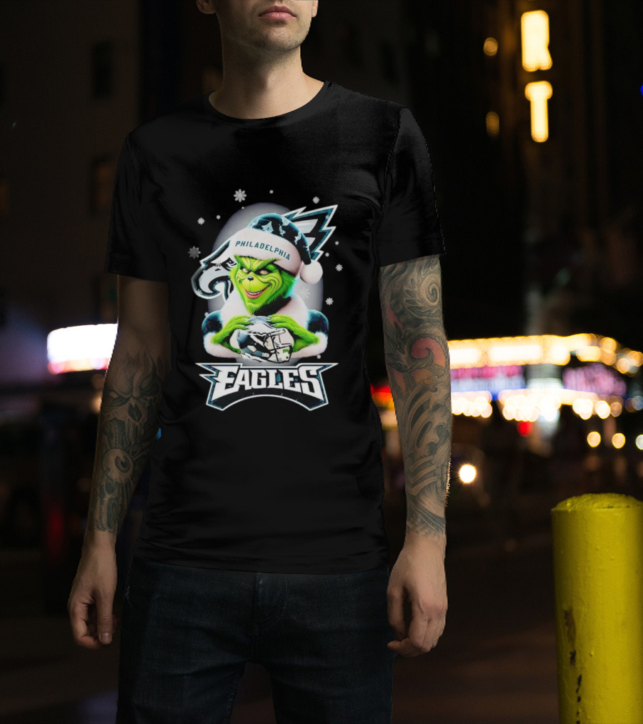 Philadelphia Eagles Grinch Christmas Snowflakes T-Shirt