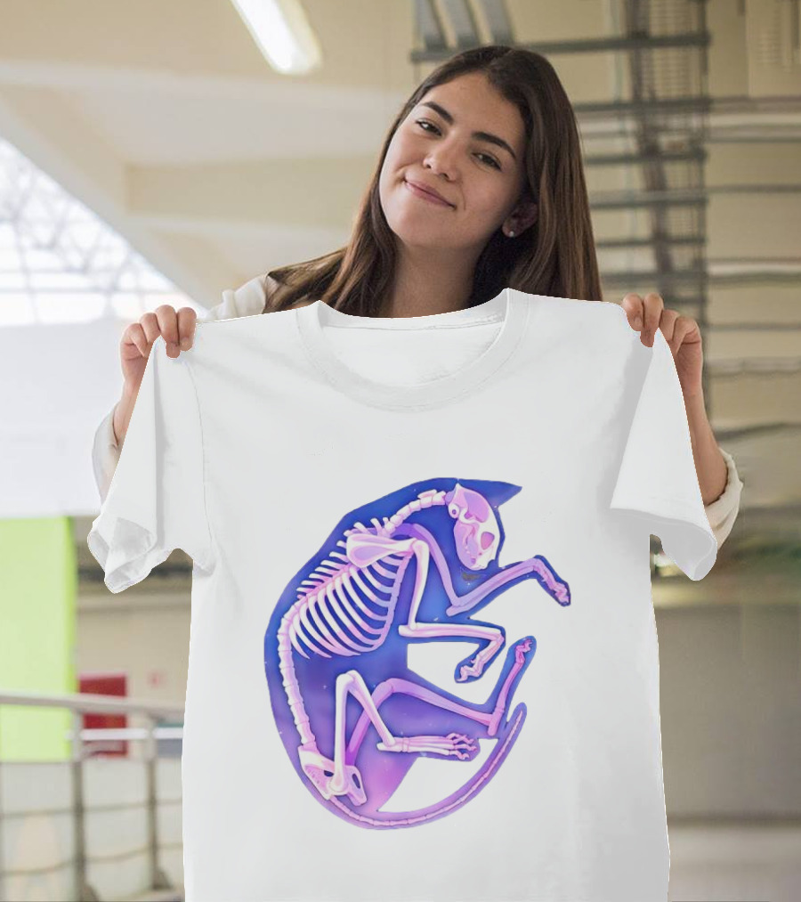 Skeleton Galaxy Cat Cosmic Vibe T-Shirt