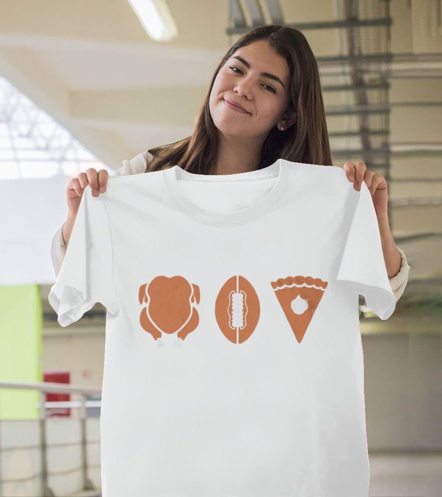 Thanksgiving Turkey Football Pumpkin Pie T-Shirt