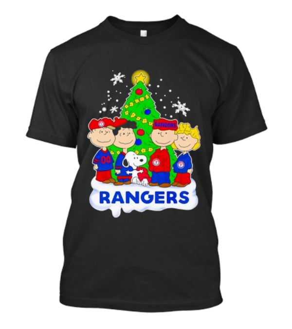 Peanuts Characters Texas Rangers Christmas Tree T-Shirt