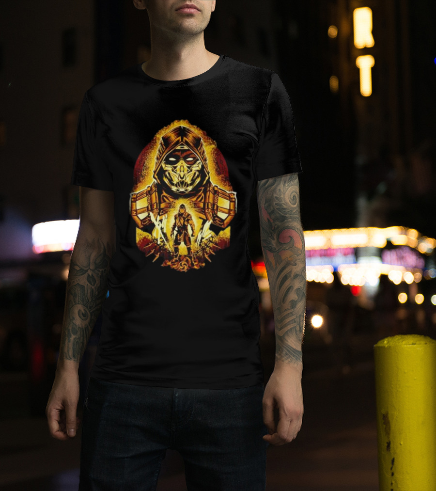 Mortal Kombat Scorpion Battle Stance Fiery Warrior T-Shirt