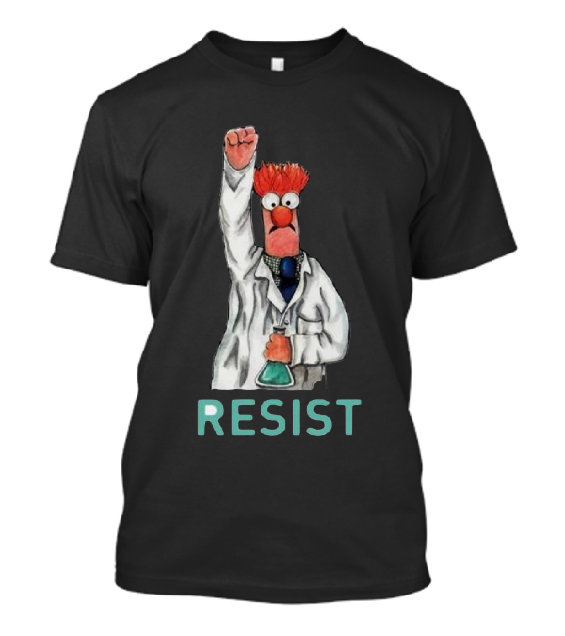 Beaker Fist Raised Resist Muppet Lab Coat Protest T-Shirt