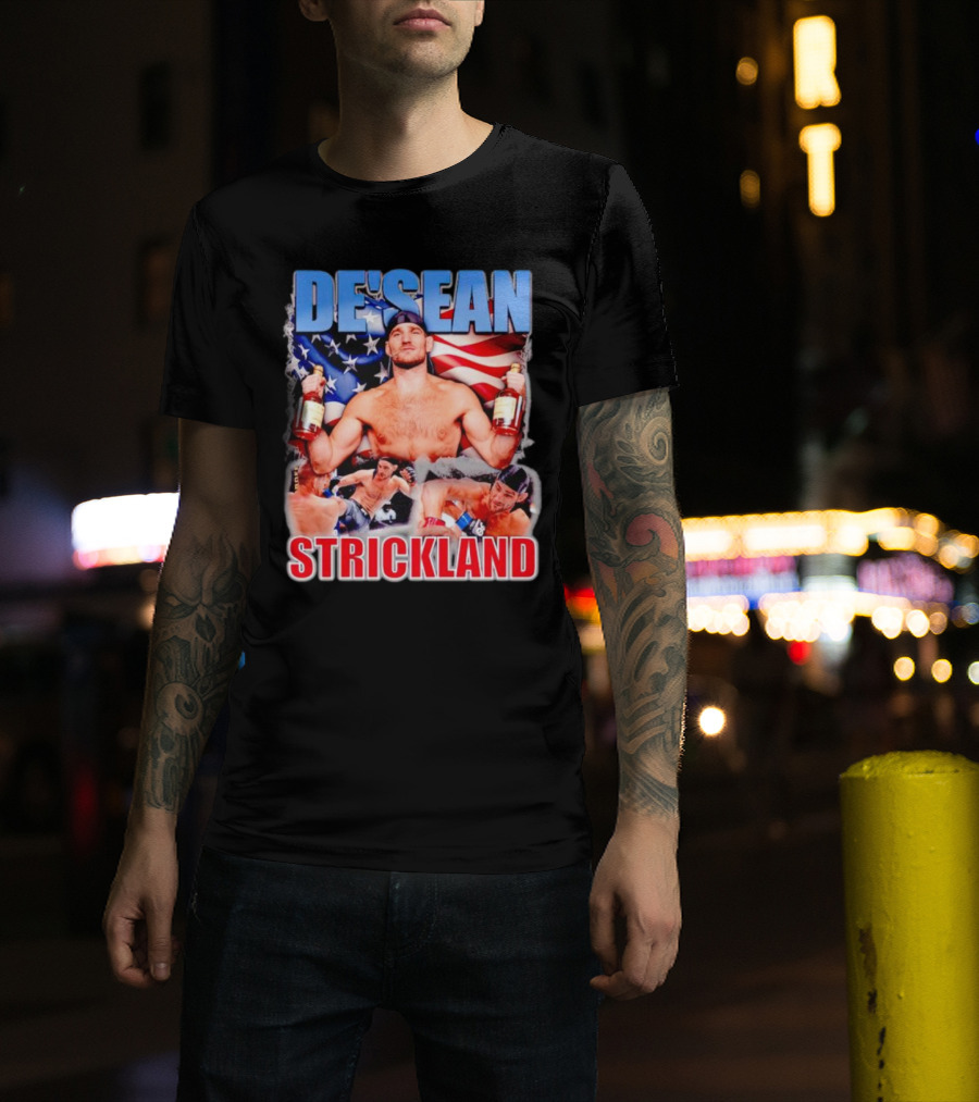 DE’SEAN STRICKLAND American Flag Boxing T-Shirt