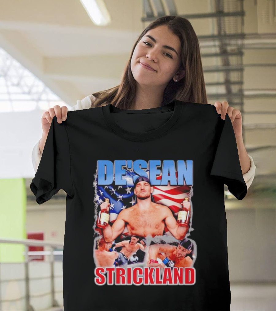 DE’SEAN STRICKLAND American Flag Boxing T-Shirt