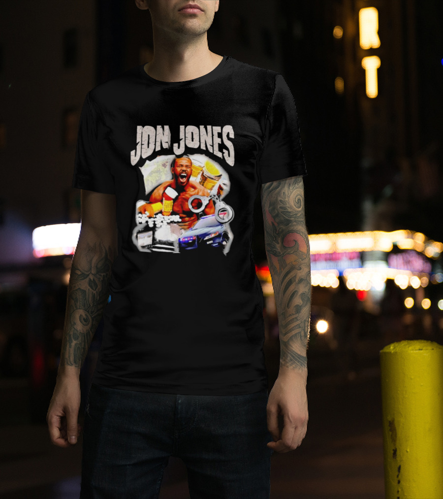 Jon Jones Vintage Police Car Handcuffs Pills Bottles T-Shirt