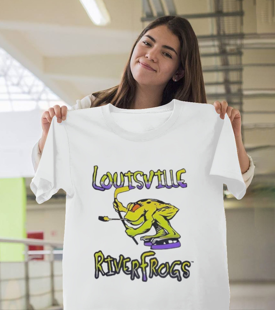 Louisville RiverFrogs Frog Playing Hockey T-Shirt