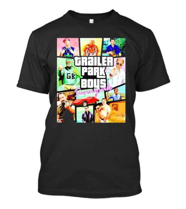 Trailer Park Boys Sunnyvale Collage Of Characters And Car In Vibrant Colors T-Shirt