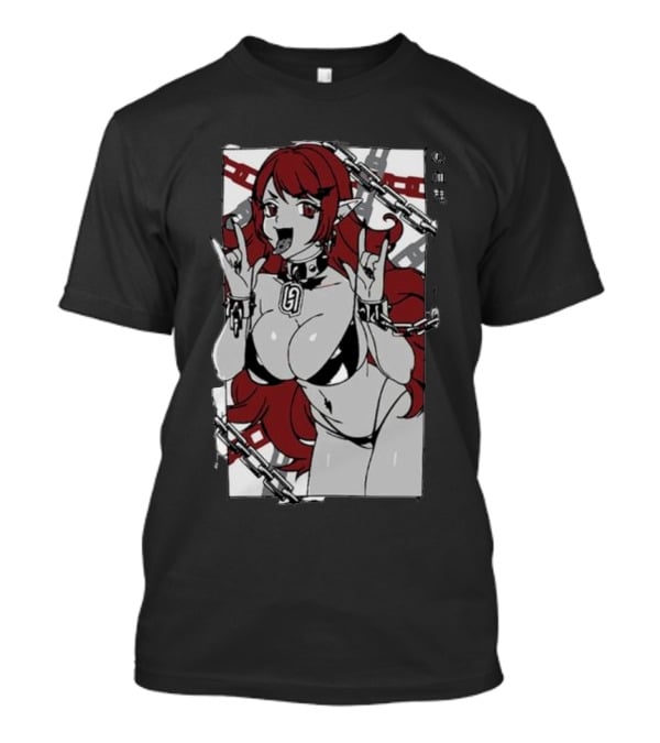 Vampiress Waifu Anime Red Hair Chains Gothic T-Shirt