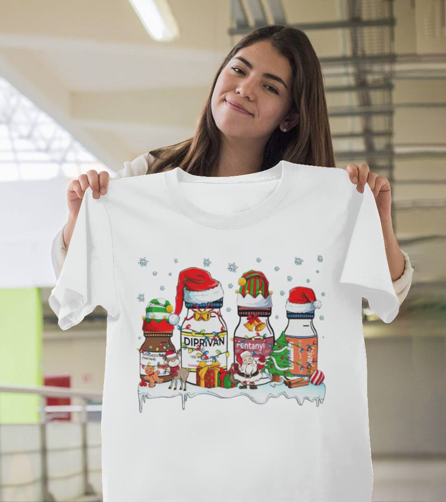 Santa Diprivan Fentanyl Christmas Bottles T-Shirt