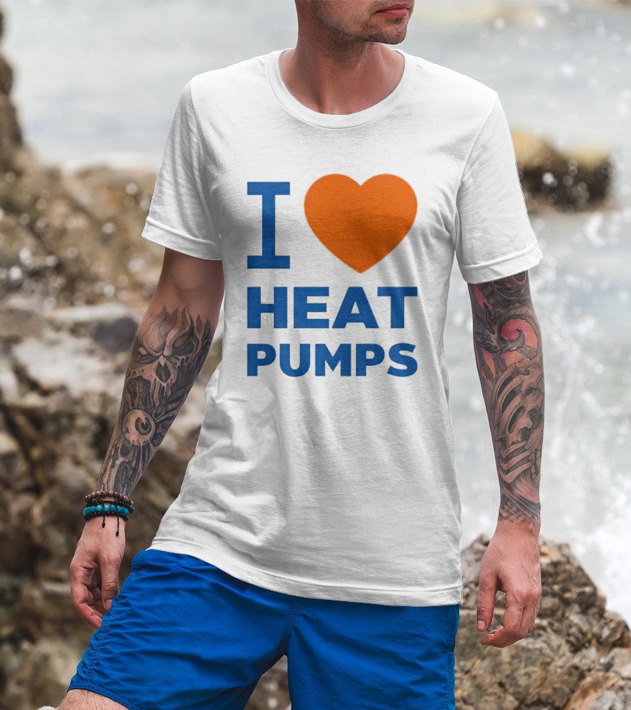 I Heart Heat Pumps Bold Blue Orange T-Shirt