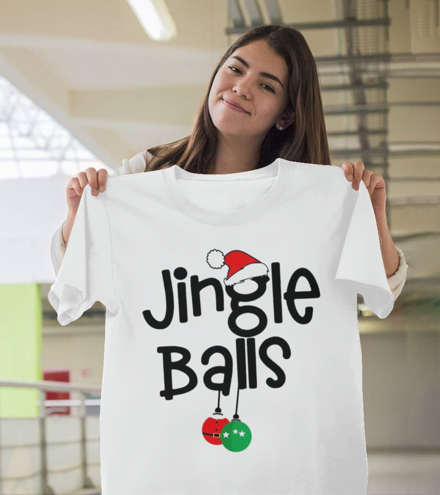 Jingle Balls Christmas Santa Hat Red Green Ornaments T-Shirt