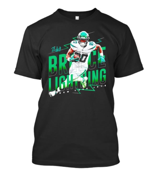 Breece Lightning New York Jets Signature Football T-Shirt