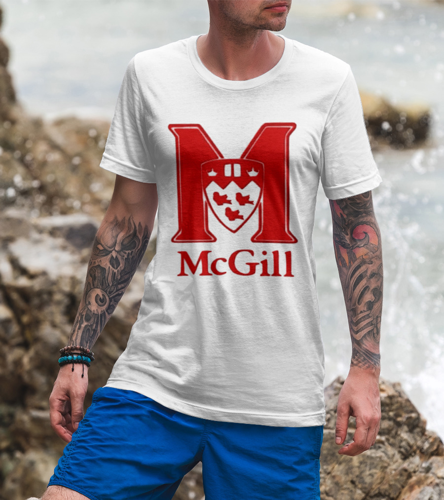 McGill University Large Red M And Shield Emblem T-Shirt