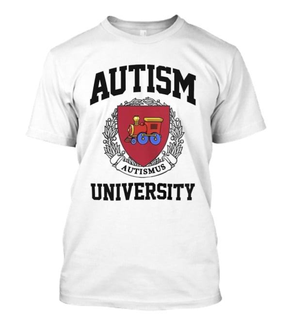 Autism University Autismus Red Shield Train Emblem T-Shirt