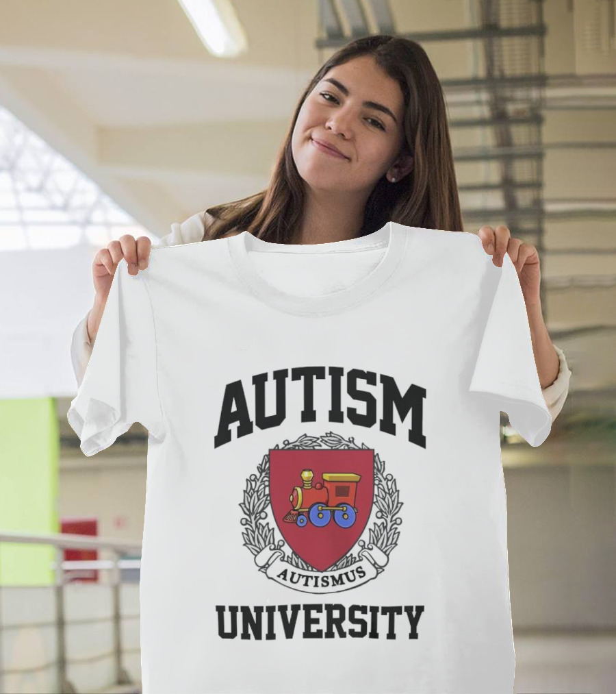Autism University Autismus Red Shield Train Emblem T-Shirt