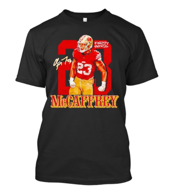 Christian McCaffrey 23 Signature Forty Niners NFL Football T-Shirt