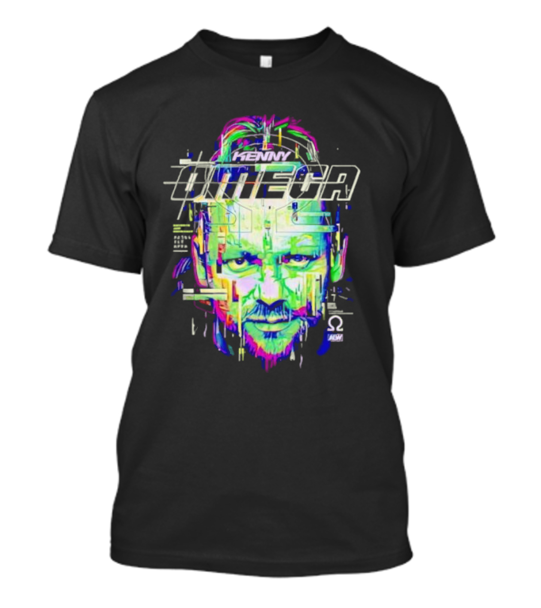Kenny Omega Neon Glitch Portrait With Omega T-Shirt