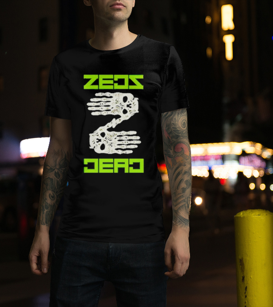 Zeds Dead Skeleton Hands Neon Typography T-Shirt