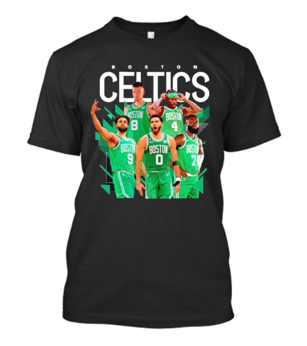 Boston Celtics Starting Five Team Players Green Uniforms T-Shirt