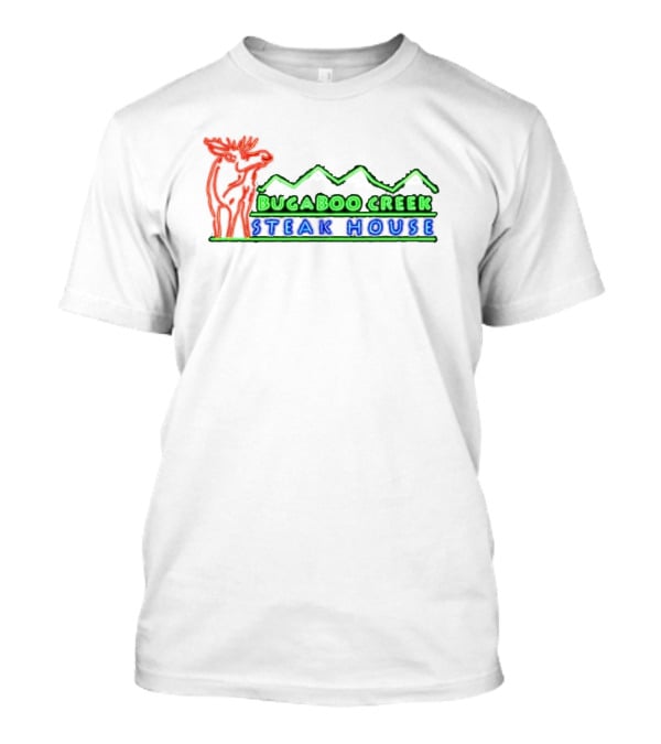 Bugaboo Creek Steakhouse Neon Logo With Moose And Mountain T-Shirt