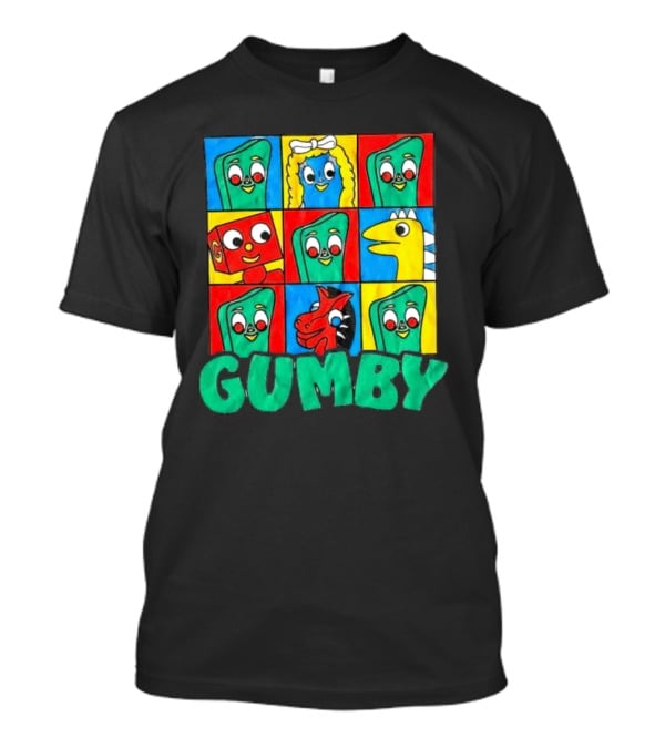 Gumby And Friends Colorful Cartoon Character Grid T-Shirt