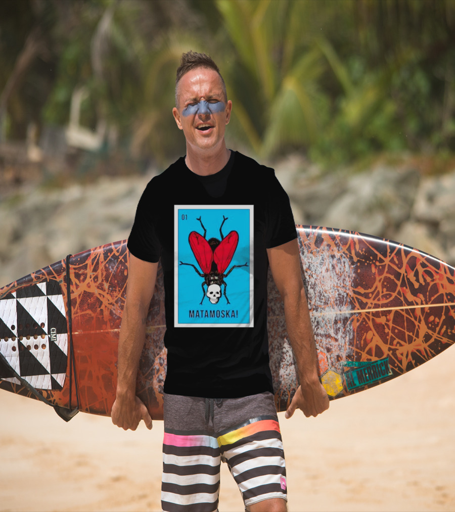 La Moska Loteria Matamoska 01 Fly Skull Blue Red Wings T-Shirt