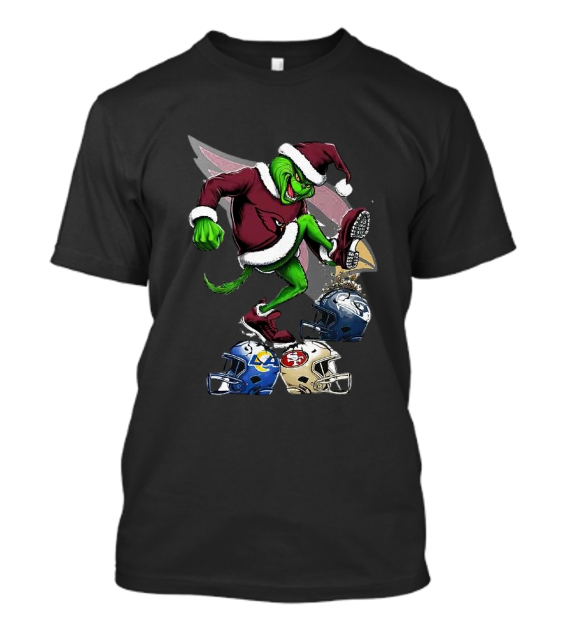 Arizona Cardinals Grinch Stomping Seahawks Rams 49ers Christmas Football Helmets T-Shirt