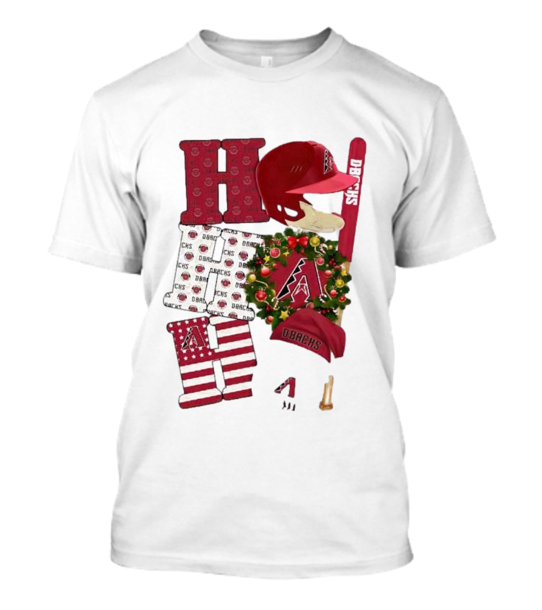 Arizona Diamondbacks D-Backs Ho Ho Ho Merry Christmas Holiday Baseball T-Shirt