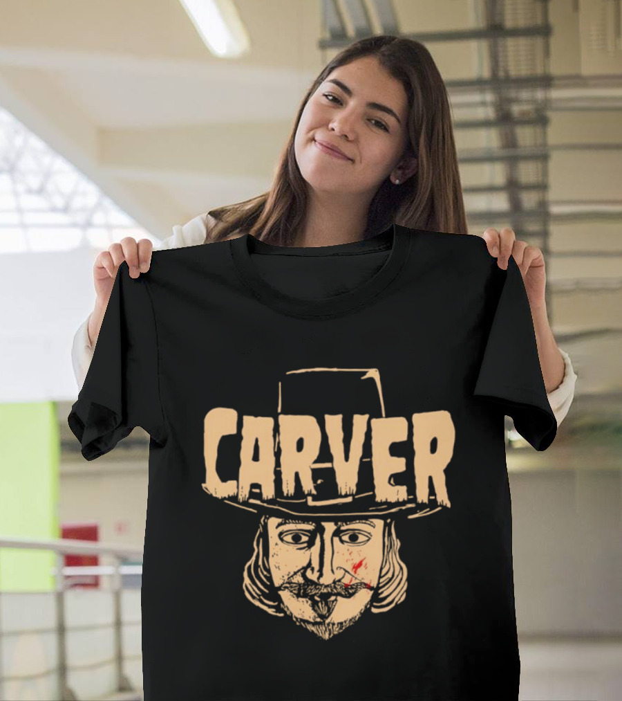 Carver Thanksgiving Pilgrim Hat Bearded Man Face T-Shirt