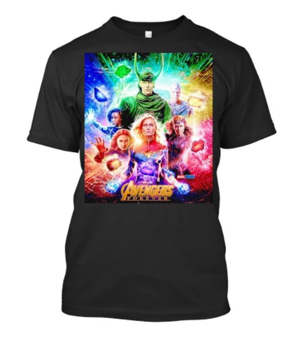 Marvel Studios Avengers Forever Loki Captain Marvel Scarlet Witch Vision Trail Of Infinity Stones T-Shirt