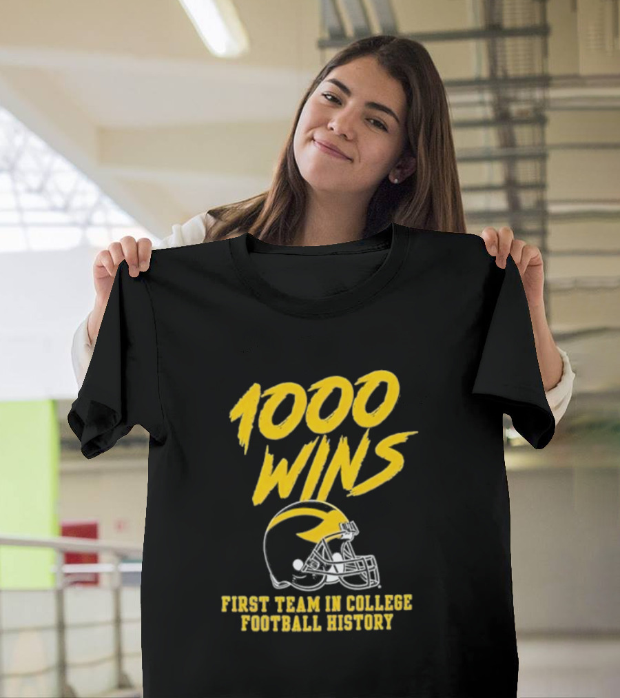 Michigan Wolverines 1000 Wins First Team in College Football History Helmet T-Shirt