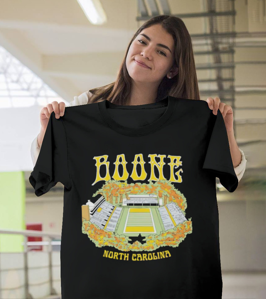Boone North Carolina Stadium Football Field Autumn Leaves T-Shirt