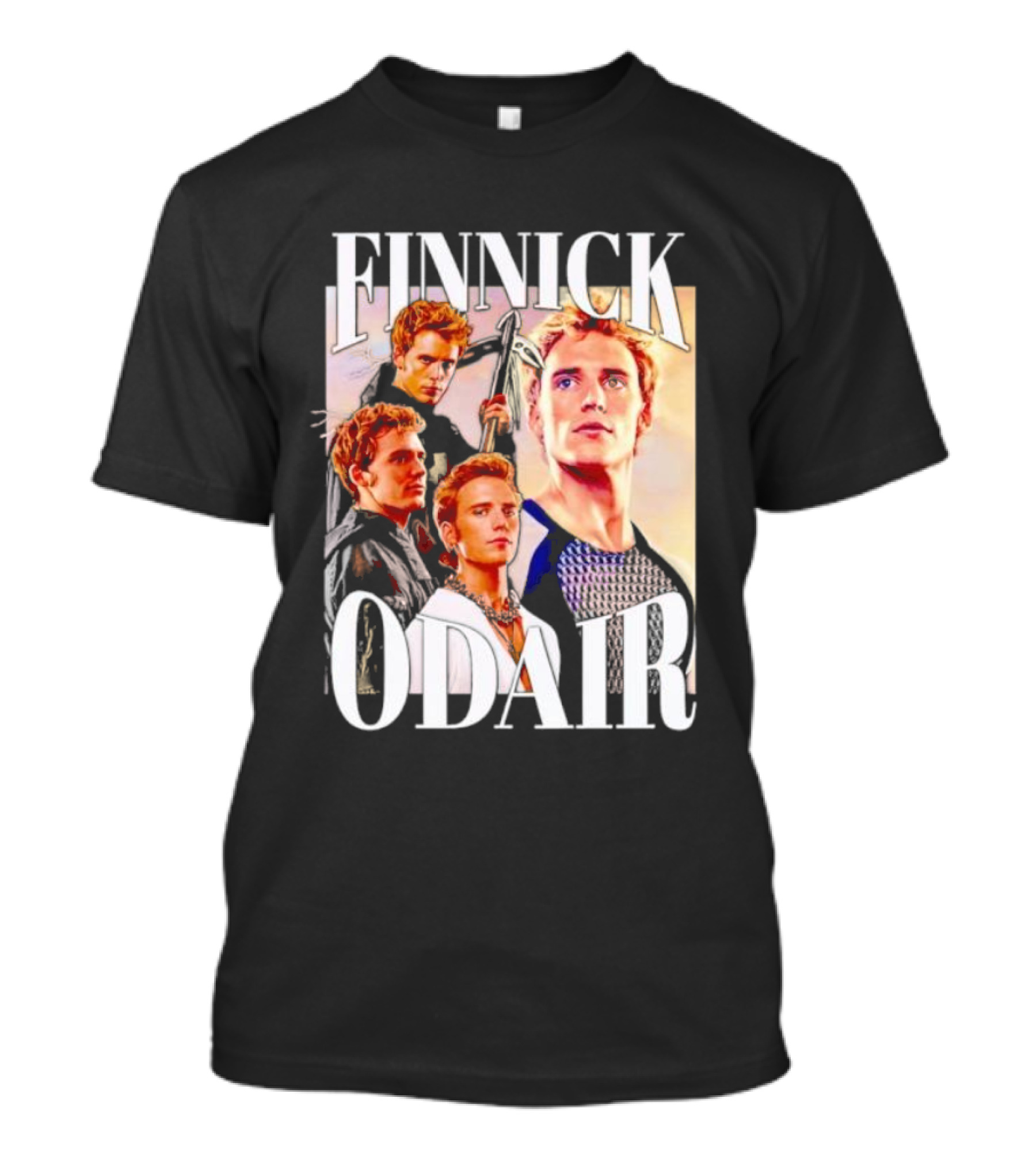 Finnick Odair Character Collage With Weaponry Elements T-Shirt