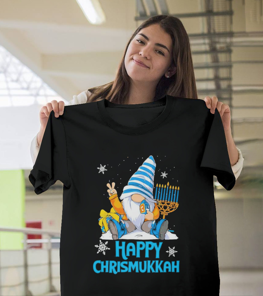Happy Chrismukkah Gnome Menorah Snowflakes T-Shirt
