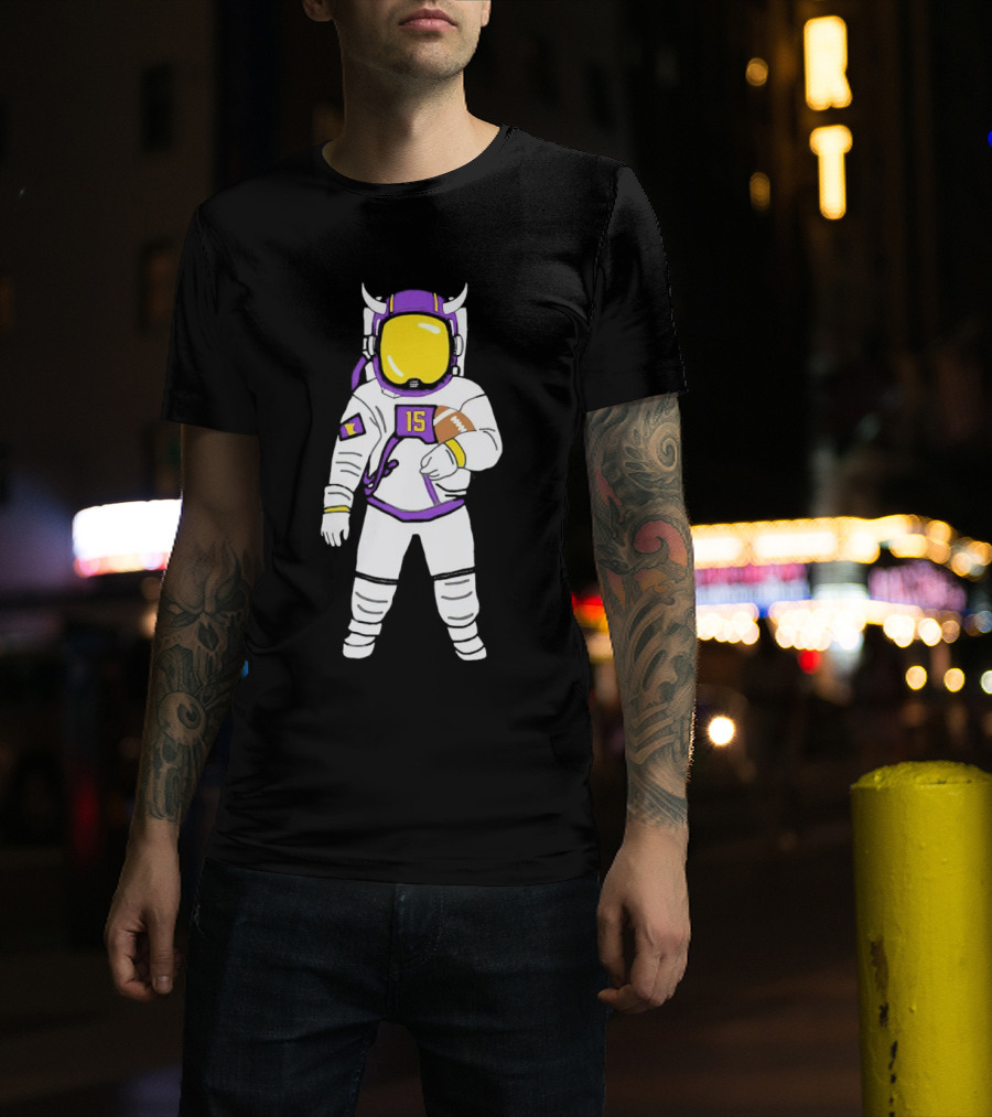 Passtronaut Minnesota Astronaut Football Purple 15 T-Shirt