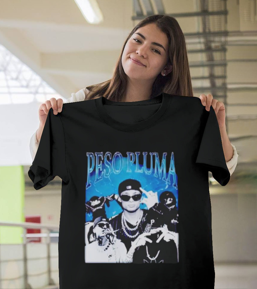 Peso Pluma Vintage Hip Hop Style Blue Tones T-Shirt