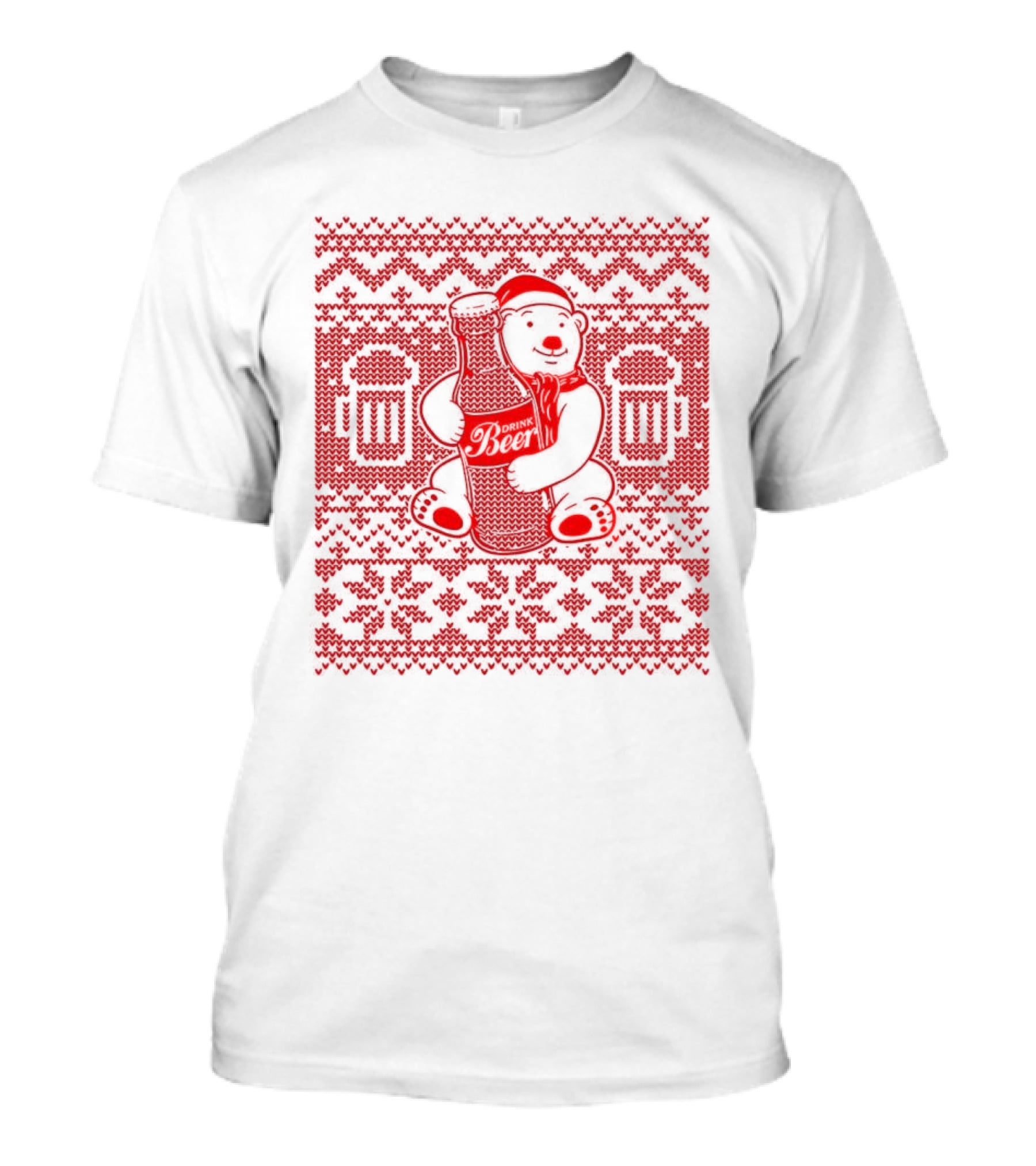Bear Drink Beer Ugly Christmas T-Shirt
