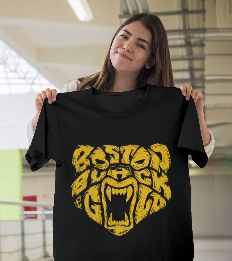 Boston Black And Gold Bear Face T-Shirt