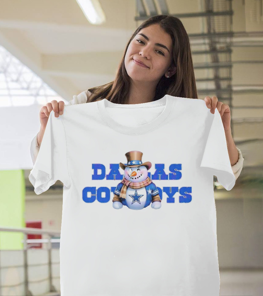 Dallas Cowboys Snowman Christmas Holiday Spirit T-Shirt