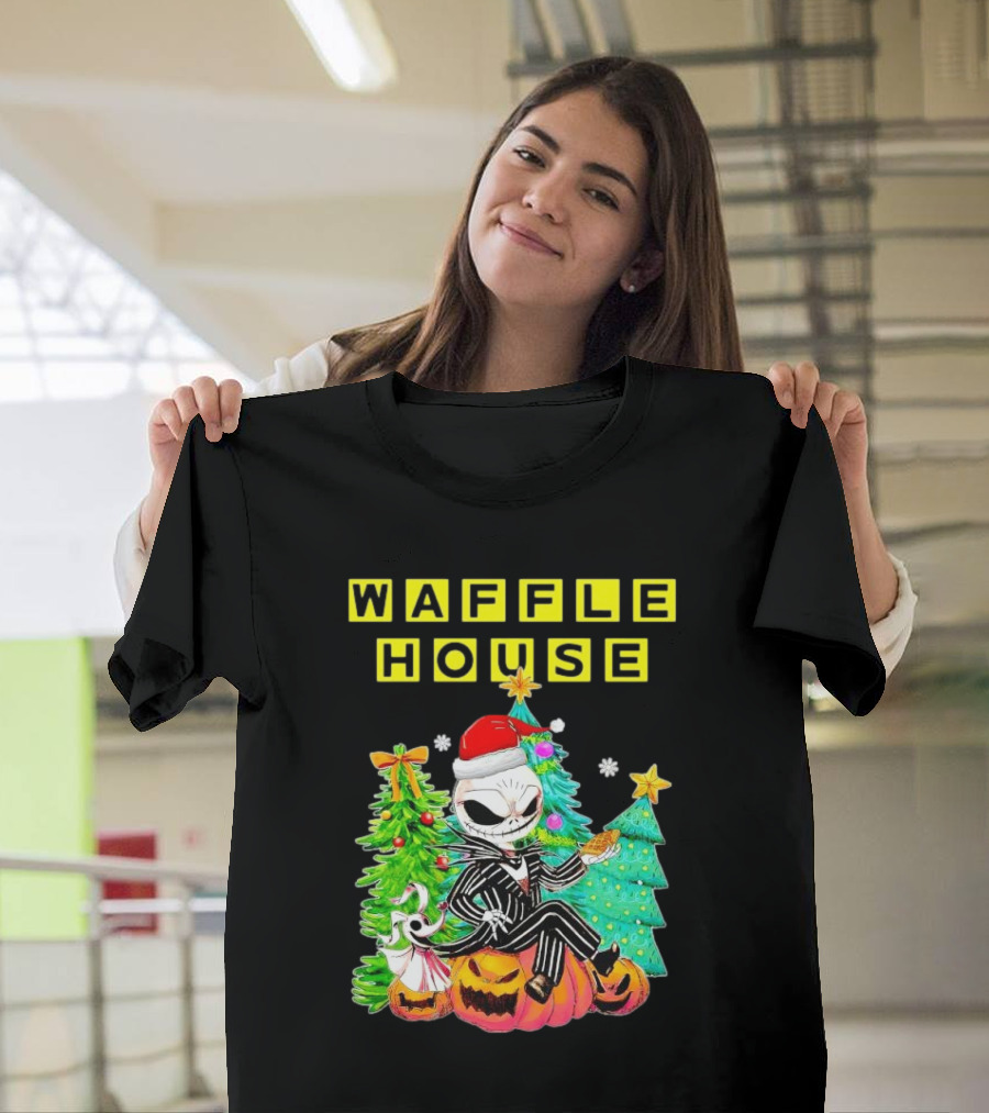 Waffle House Jack Skellington Christmas Tree Pumpkin T-Shirt