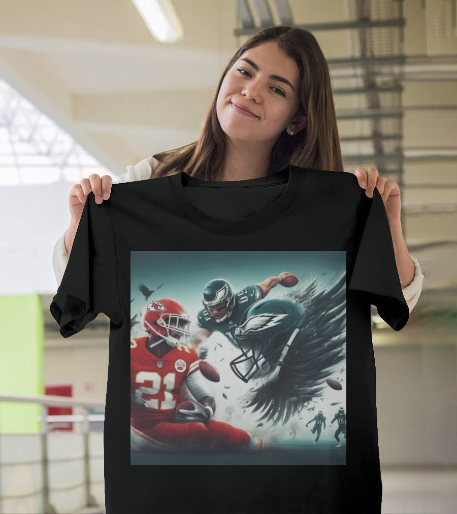 Mike Edwards Kansas City Chiefs Defensive Action Against Philadelphia Eagles Showdown T-Shirt