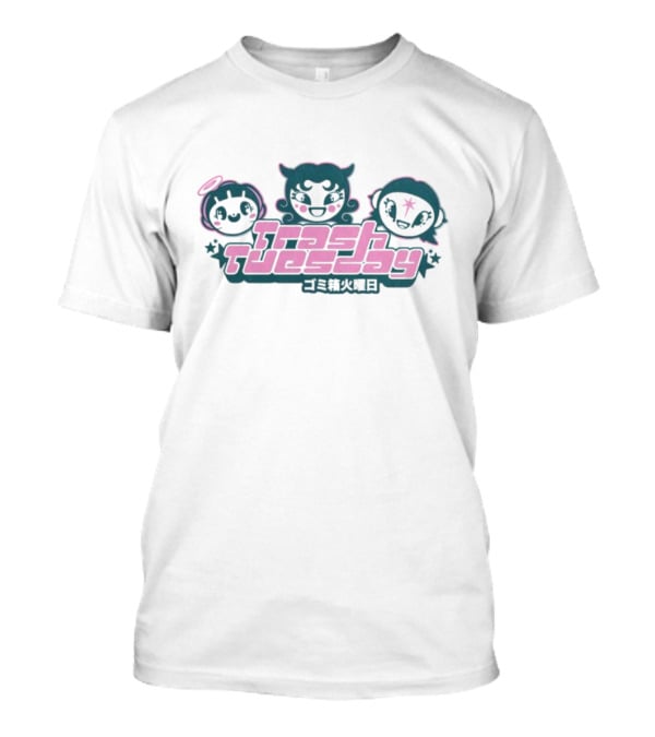 Trash Tuesday Anime Style Characters With Japanese Text Y2K Aesthetic T-Shirt