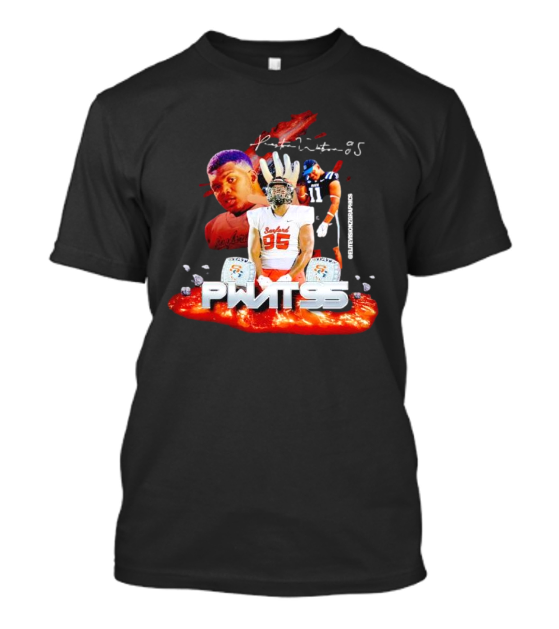 Preston Watson Pwat 95 Football Collage Player 95 Gridiron Dreams T-Shirt
